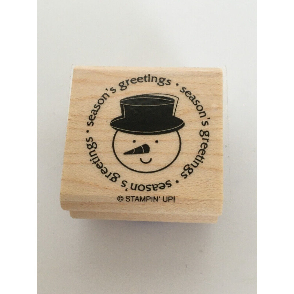 Stampin Up Rubber Stamp Seasons Greetings Snowman Circle Christmas Card Making
