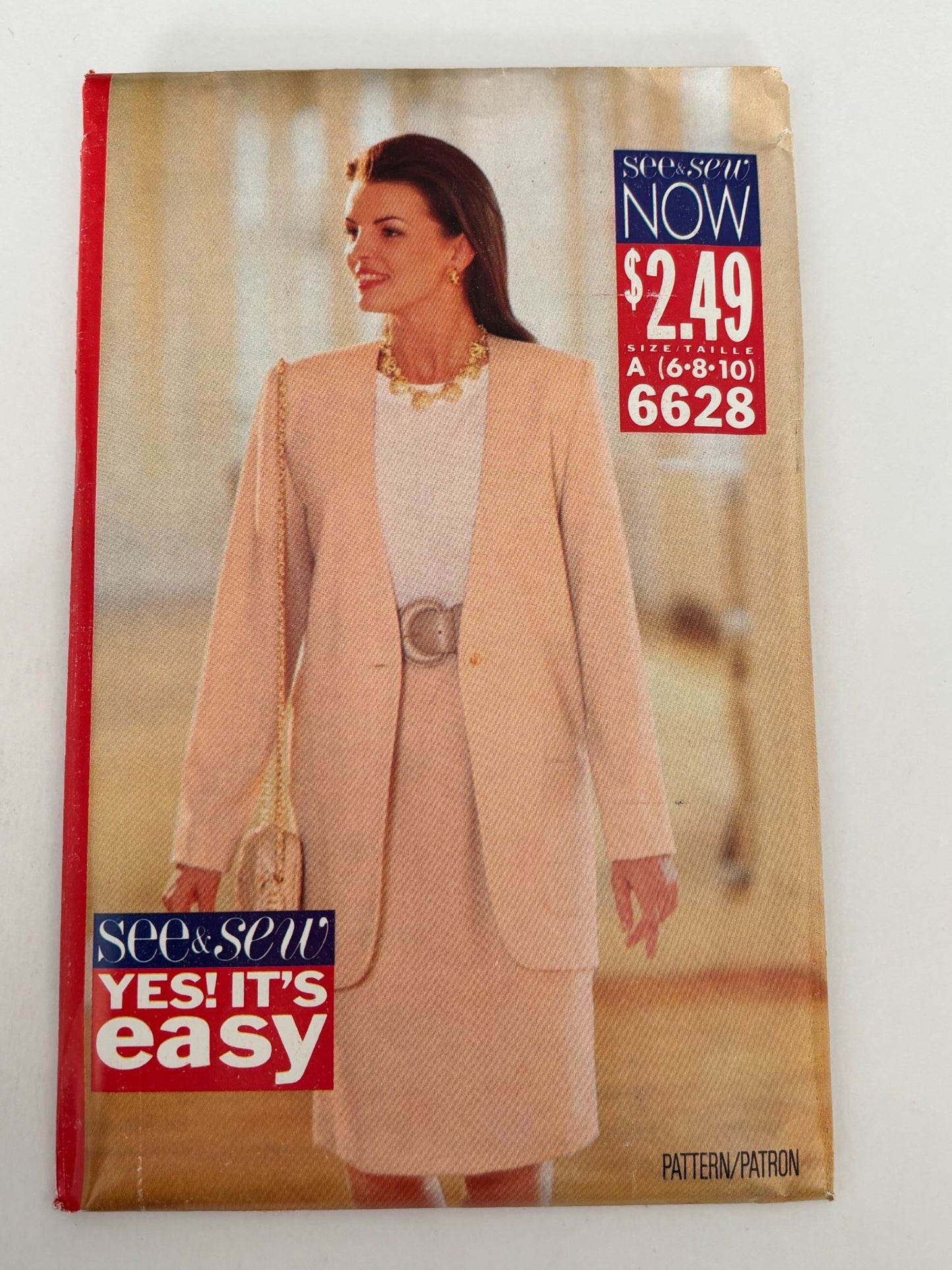 Butterick Sewing Pattern 6628 Jacket Skirt Suit Set 1990s Vintage Easy 6 8 10 UC