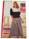 Butterick Sewing Pattern 6626 Top and Split Skirt Work Easy 1990s Uncut 6 8 10