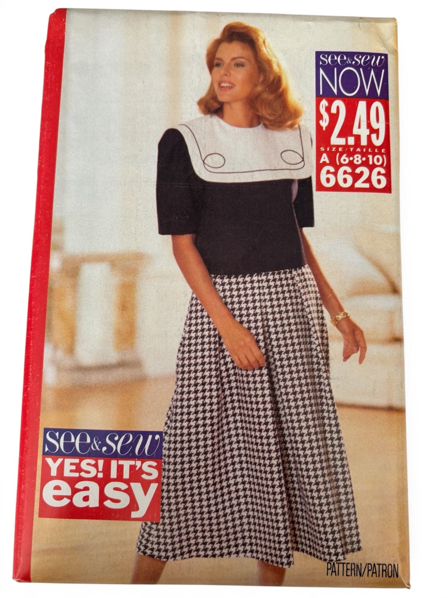 Butterick Sewing Pattern 6626 Top and Split Skirt Work Easy 1990s Uncut 6 8 10