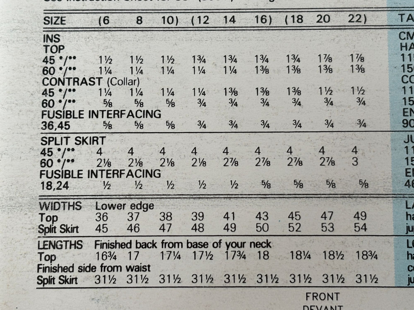 Butterick Sewing Pattern 6626 Top and Split Skirt Work Easy 1990s Uncut 6 8 10