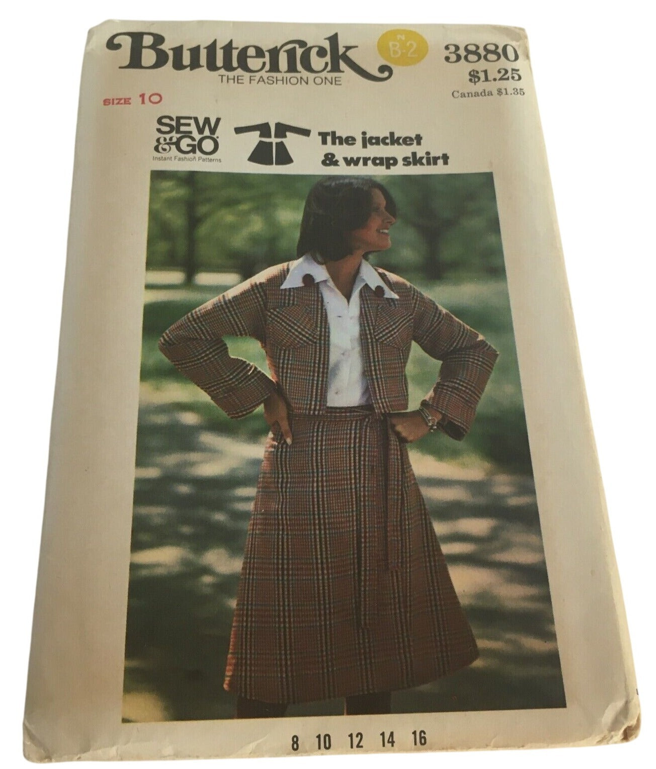 Butterick Sewing Pattern 3880 Wrap Skirt Blazer Collegiate 1970s Vintage 10 UC