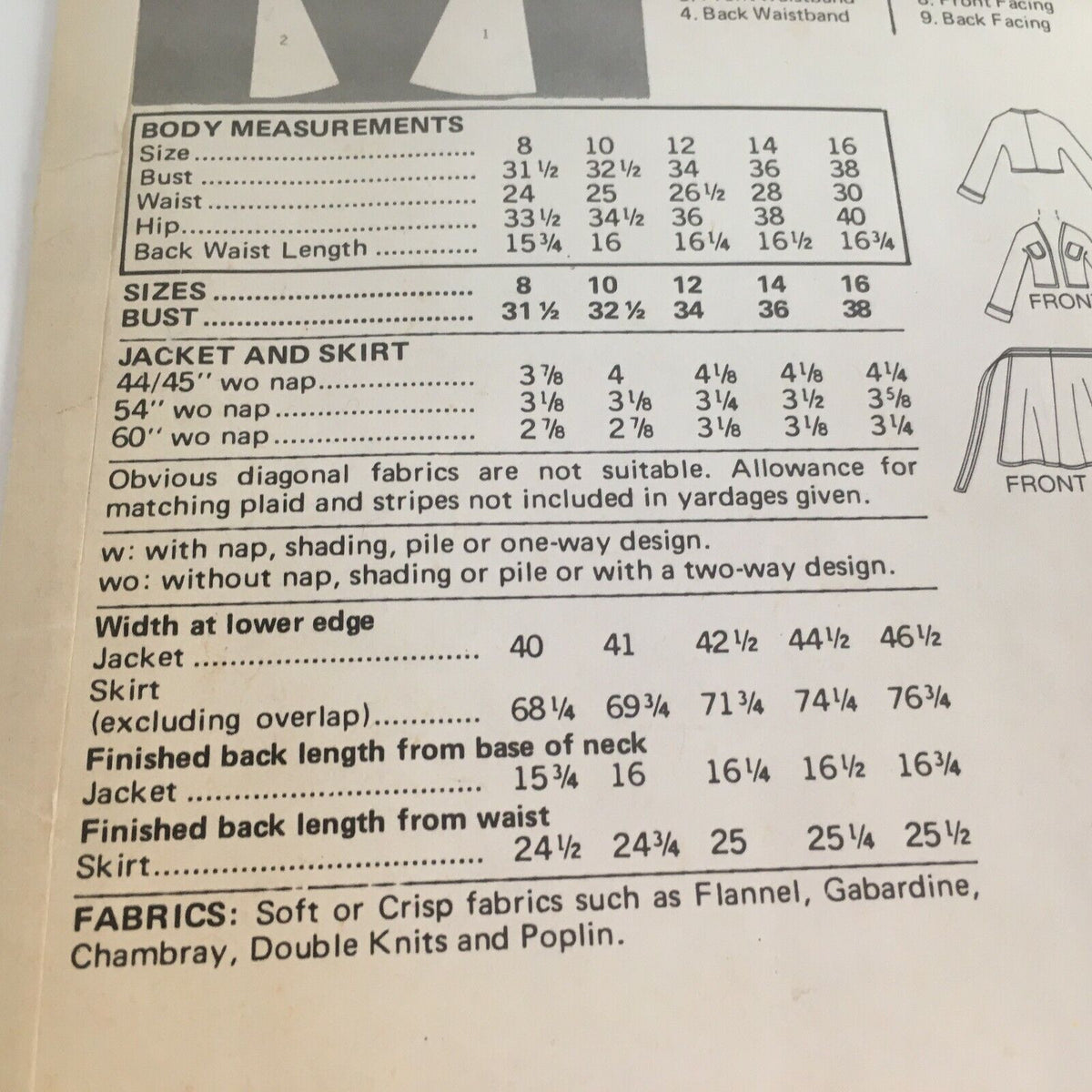 Butterick Sewing Pattern 3880 Wrap Skirt Blazer Collegiate 1970s Vintage 10 UC
