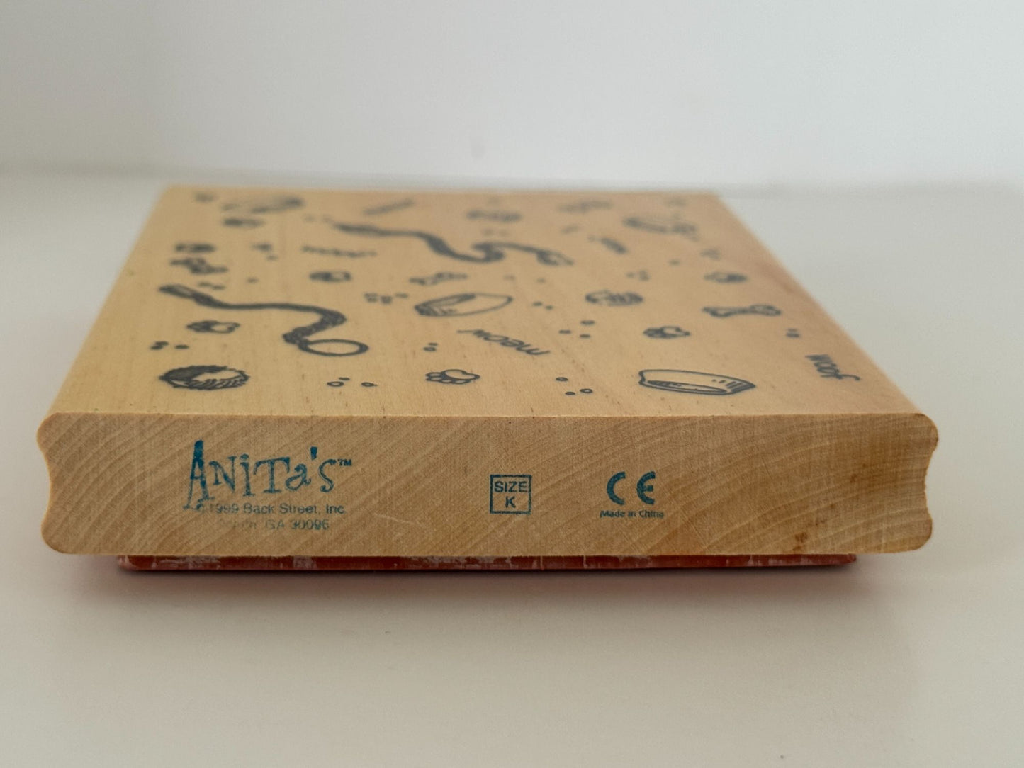 Anitas Rubber Stamp Family Pet Background Dog Cat Meow Woof Leash Bone Paw Print