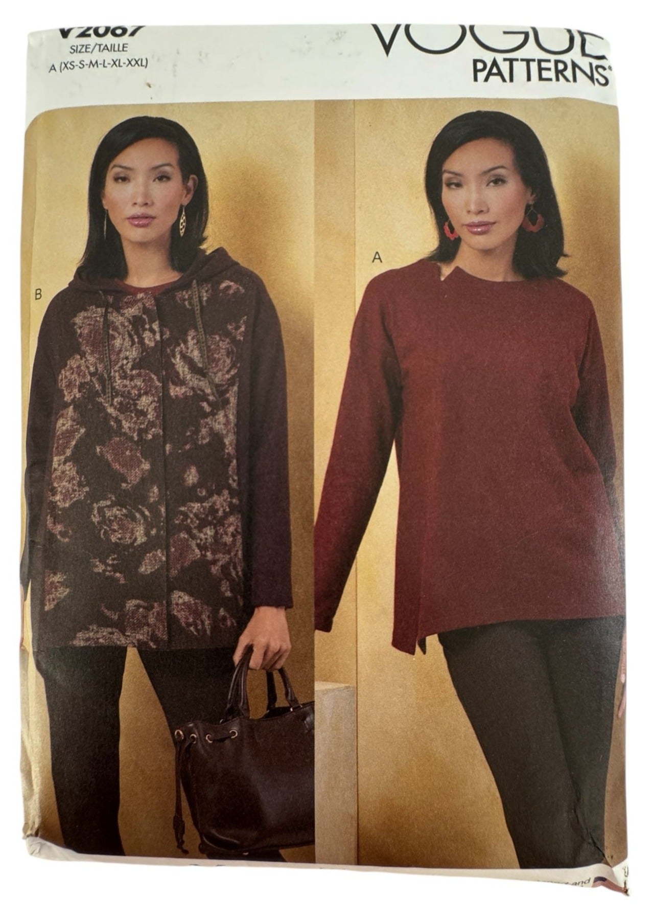 Vogue Sewing Pattern V2067 Knit Top and Hooded Jacket Sizes Round Neck 4-26 UC