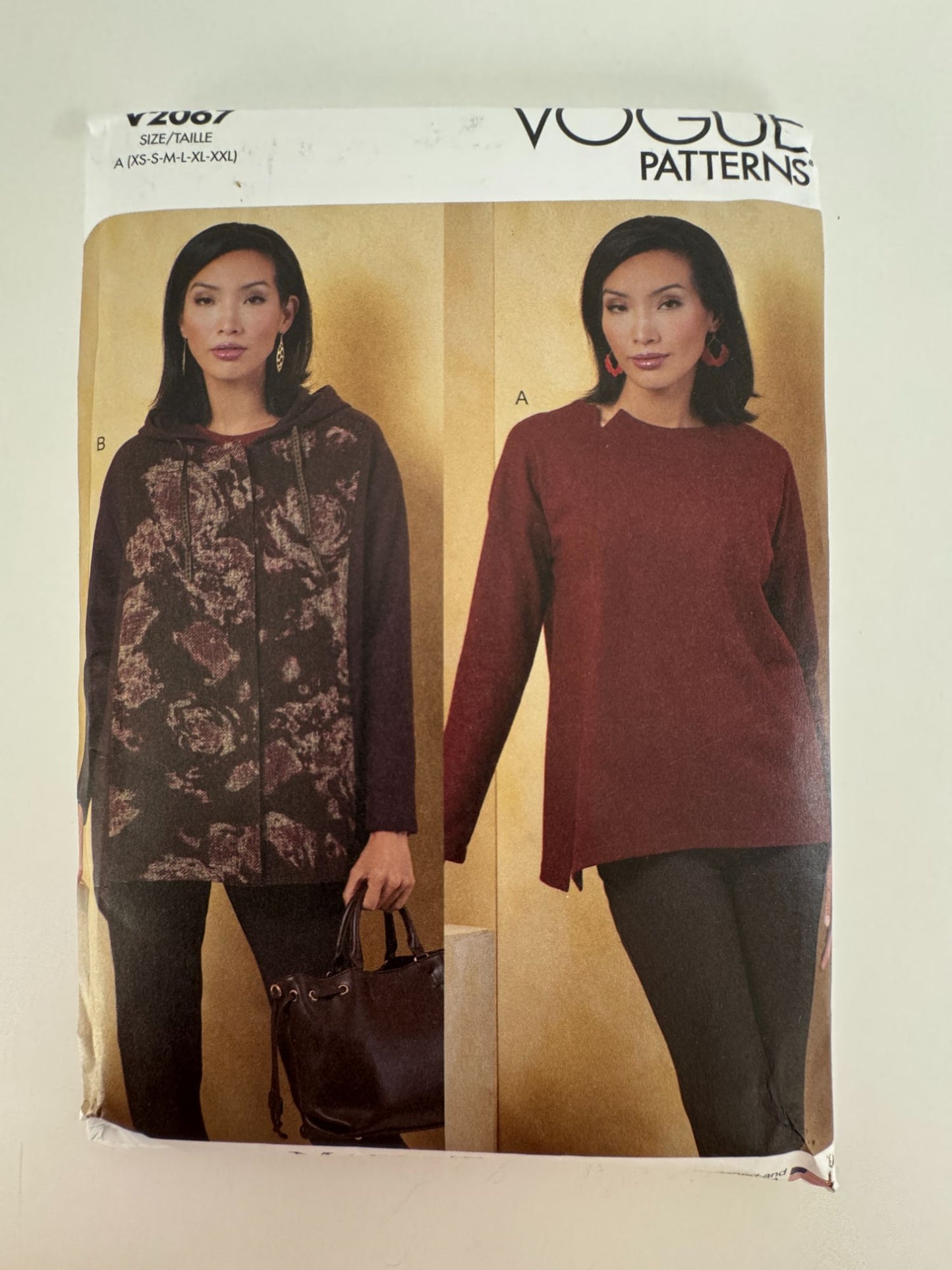 Vogue Sewing Pattern V2067 Knit Top and Hooded Jacket Sizes Round Neck 4-26 UC