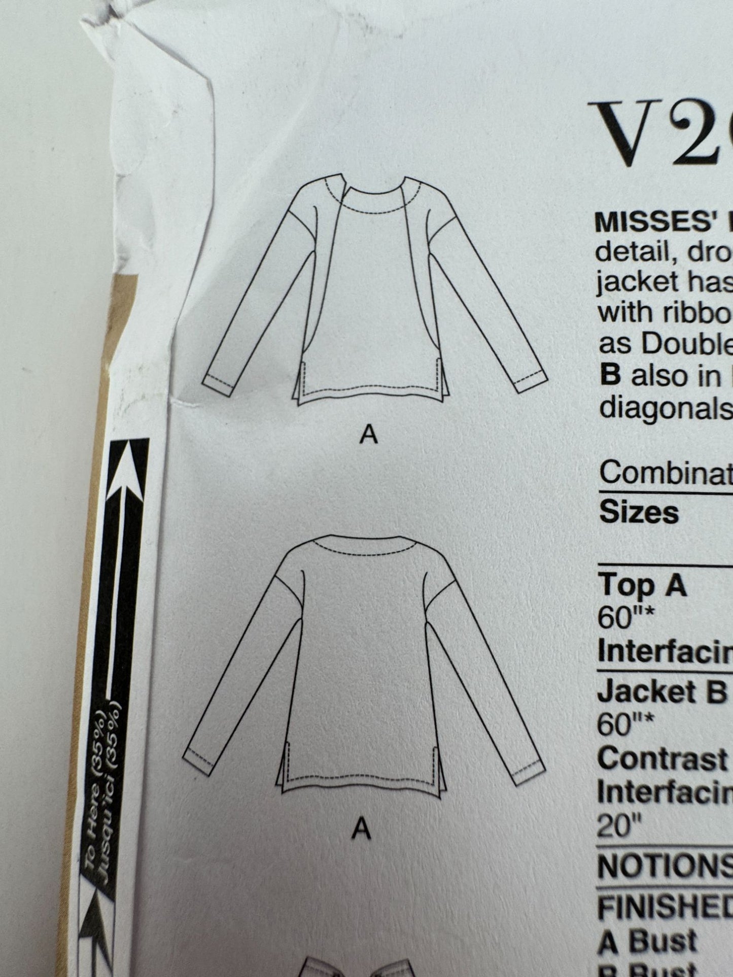 Vogue Sewing Pattern V2067 Knit Top and Hooded Jacket Sizes Round Neck 4-26 UC