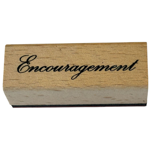 Encouragement Rubber Stamp Card Making Word Sentiment Wood Handle Crafting Tool