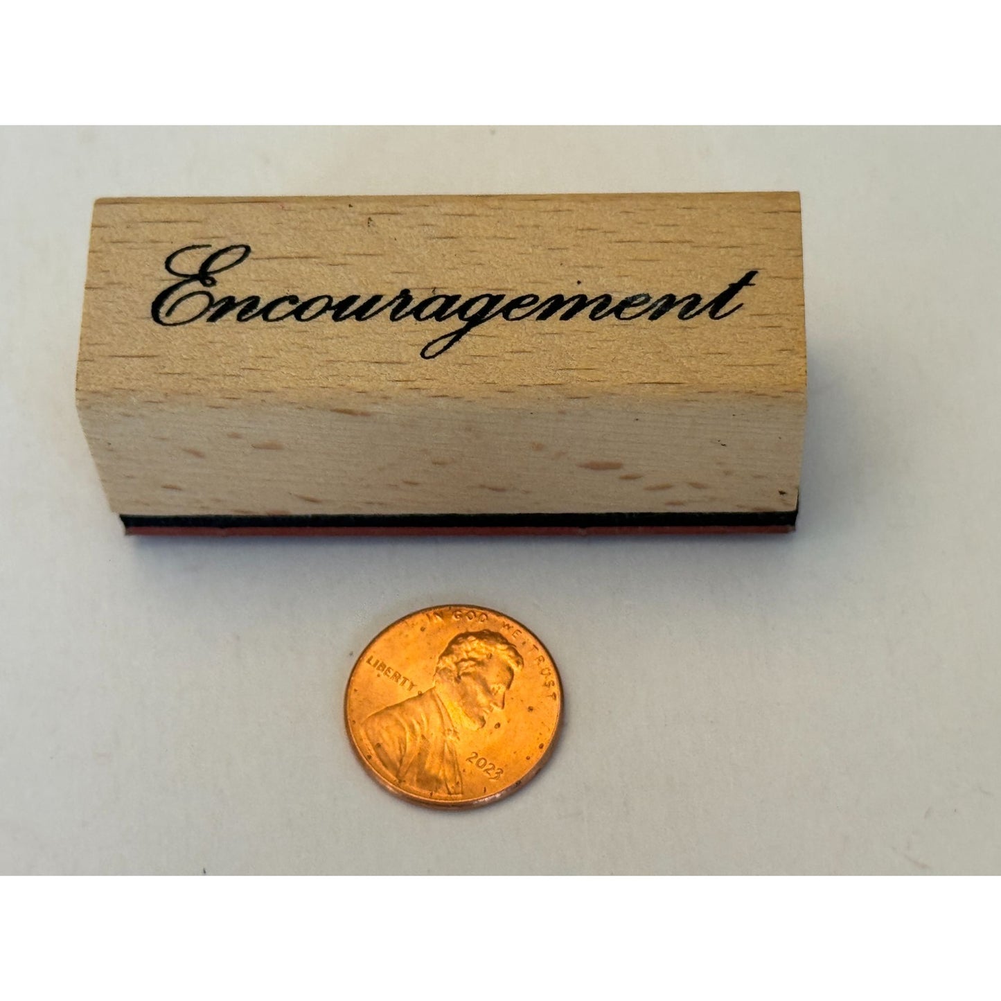 Encouragement Rubber Stamp Card Making Word Sentiment Wood Handle Crafting Tool