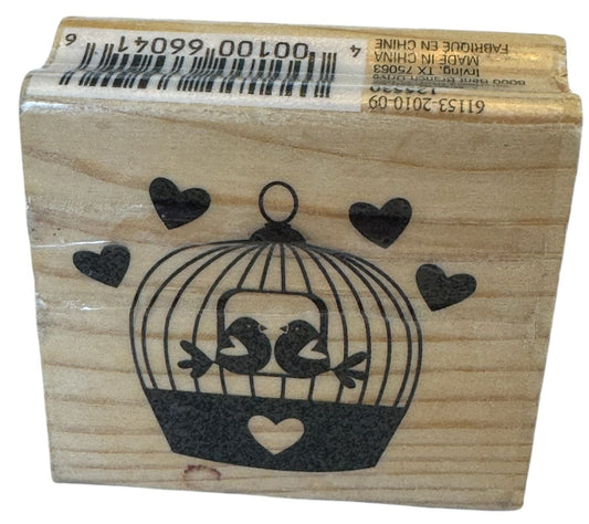 CraftSmart Rubber Stamp Love Birds Bird Cage Valentines Day Hearts Card Making