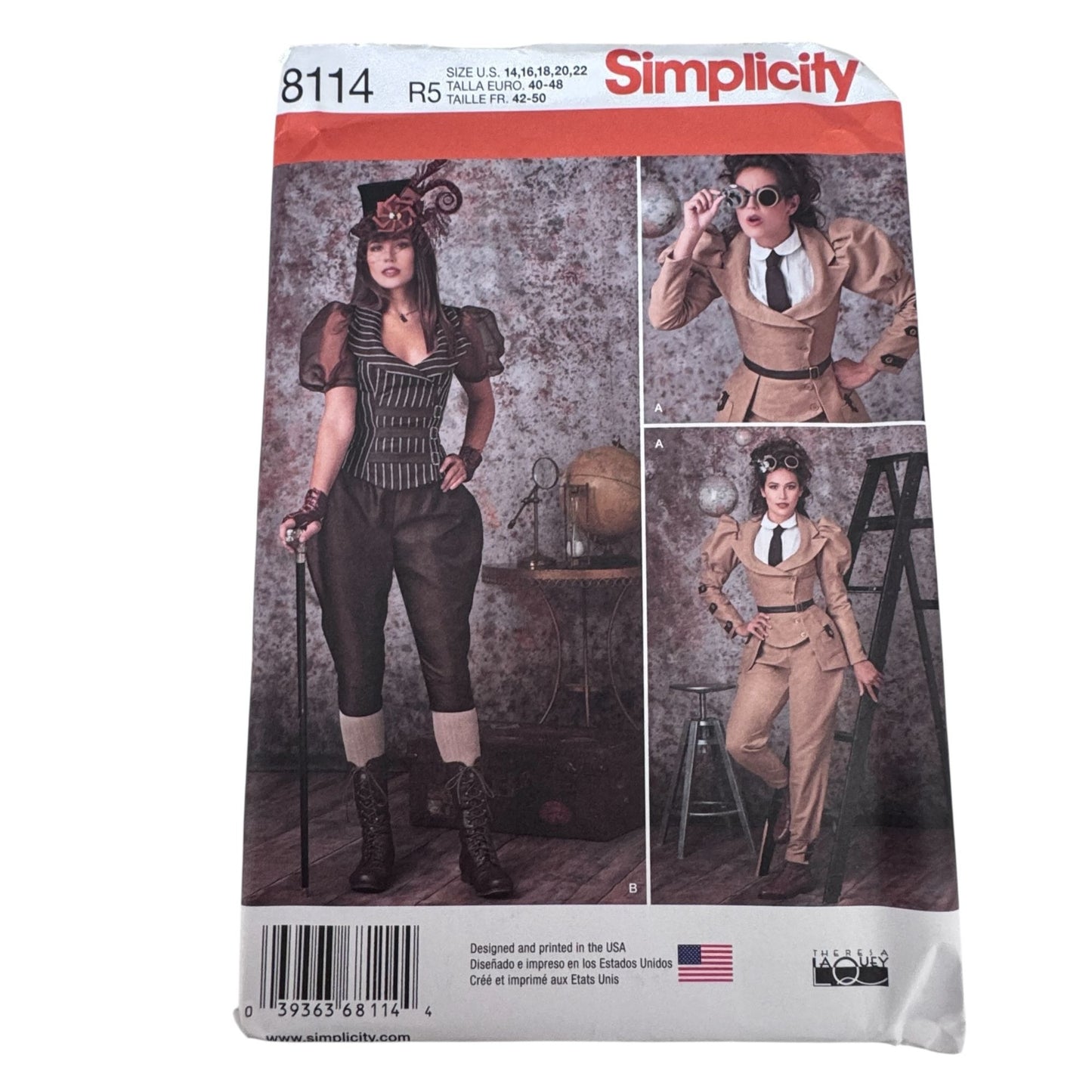 Simplicity Sewing Pattern 8114 Steampunk Costume Victorian Outfit Corset Jacket Pants Cosplay 14-22 Uncut