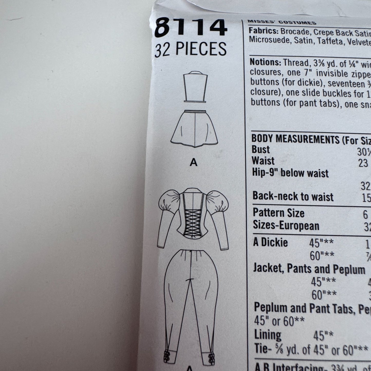 Simplicity Sewing Pattern 8114 Steampunk Costume Victorian Outfit Corset Jacket Pants Cosplay 14-22 Uncut