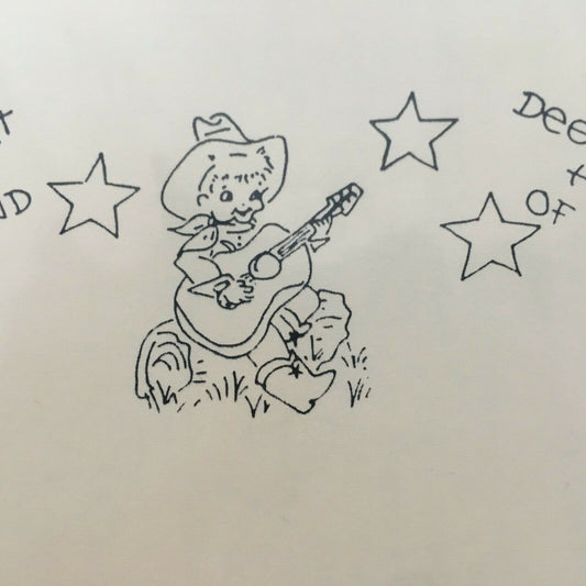Cottage Linens Embroidery Pattern Pillowcase Texas Country Music Guitar Western Decor