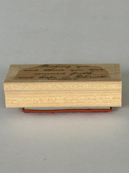 Stampin Up Rubber Stamp Christian Words Wishing You Renewed Faith Hope In Christ