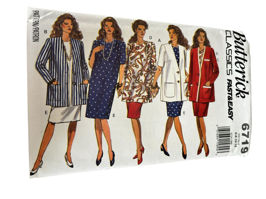 Butterick Classics Sewing Pattern 6719 Maternity Work Suit Jacket Dress 90s 6-12 Uncut