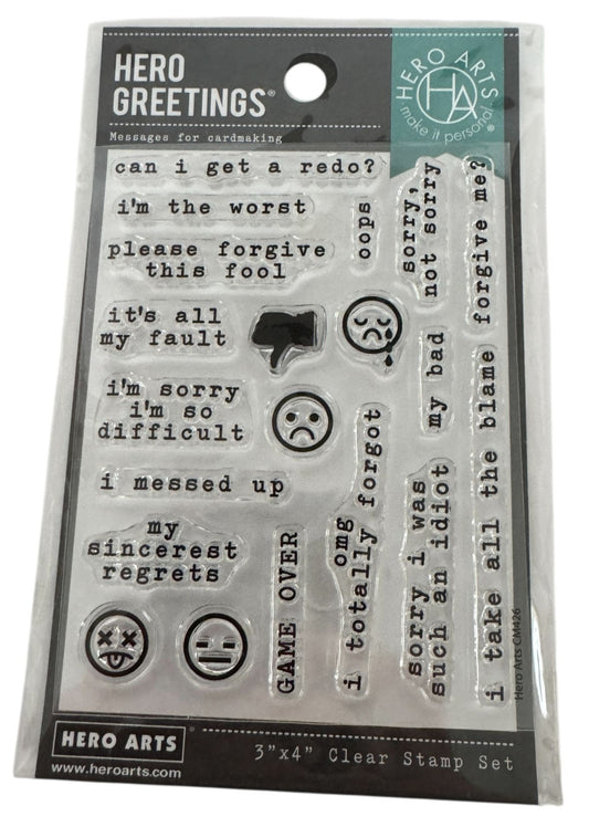 Hero Arts Poly Clear Stamps Apology Message Cardmaking Game Over Sorry My Bad