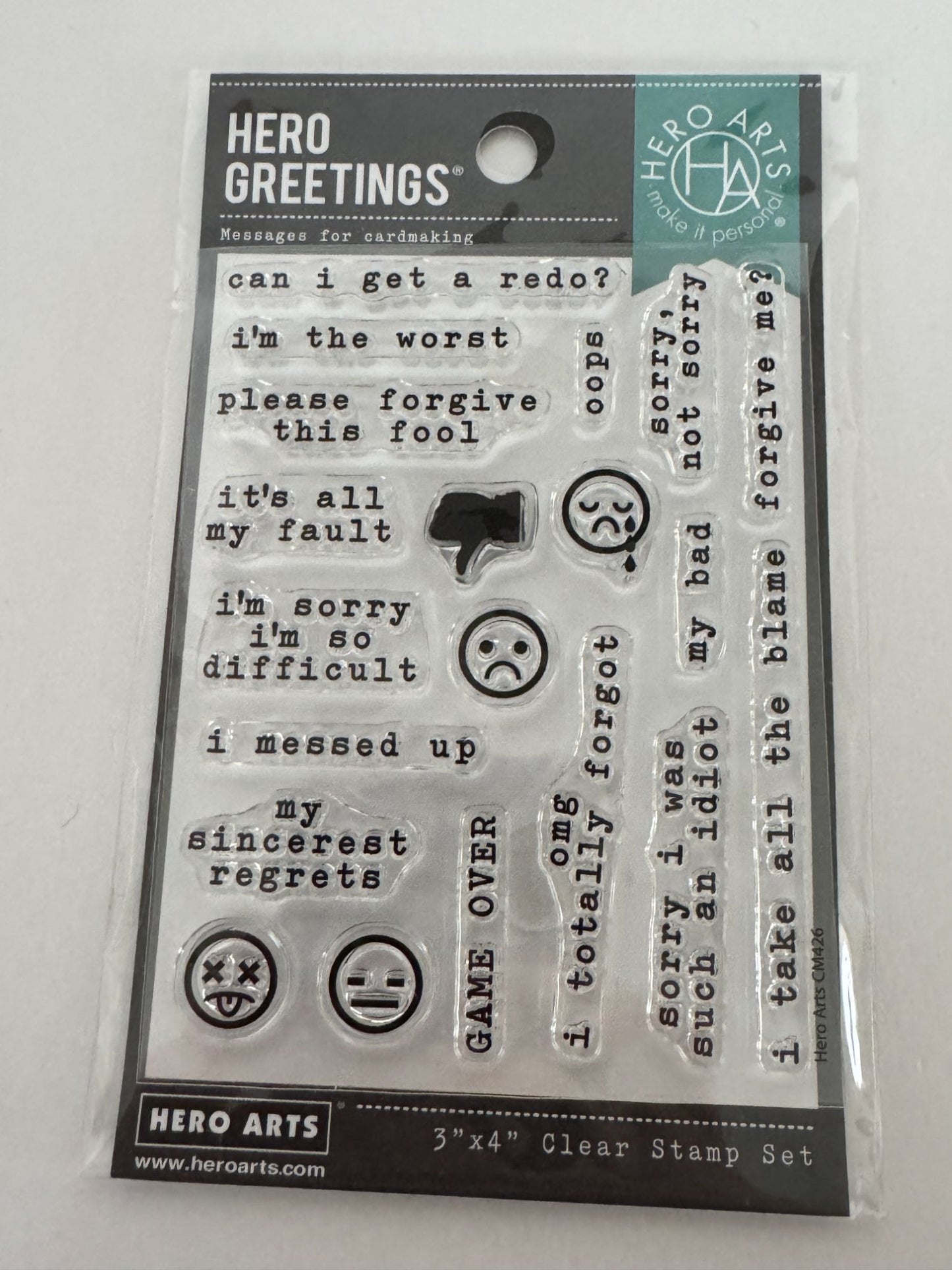 Hero Arts Poly Clear Stamps Apology Message Cardmaking Game Over Sorry My Bad