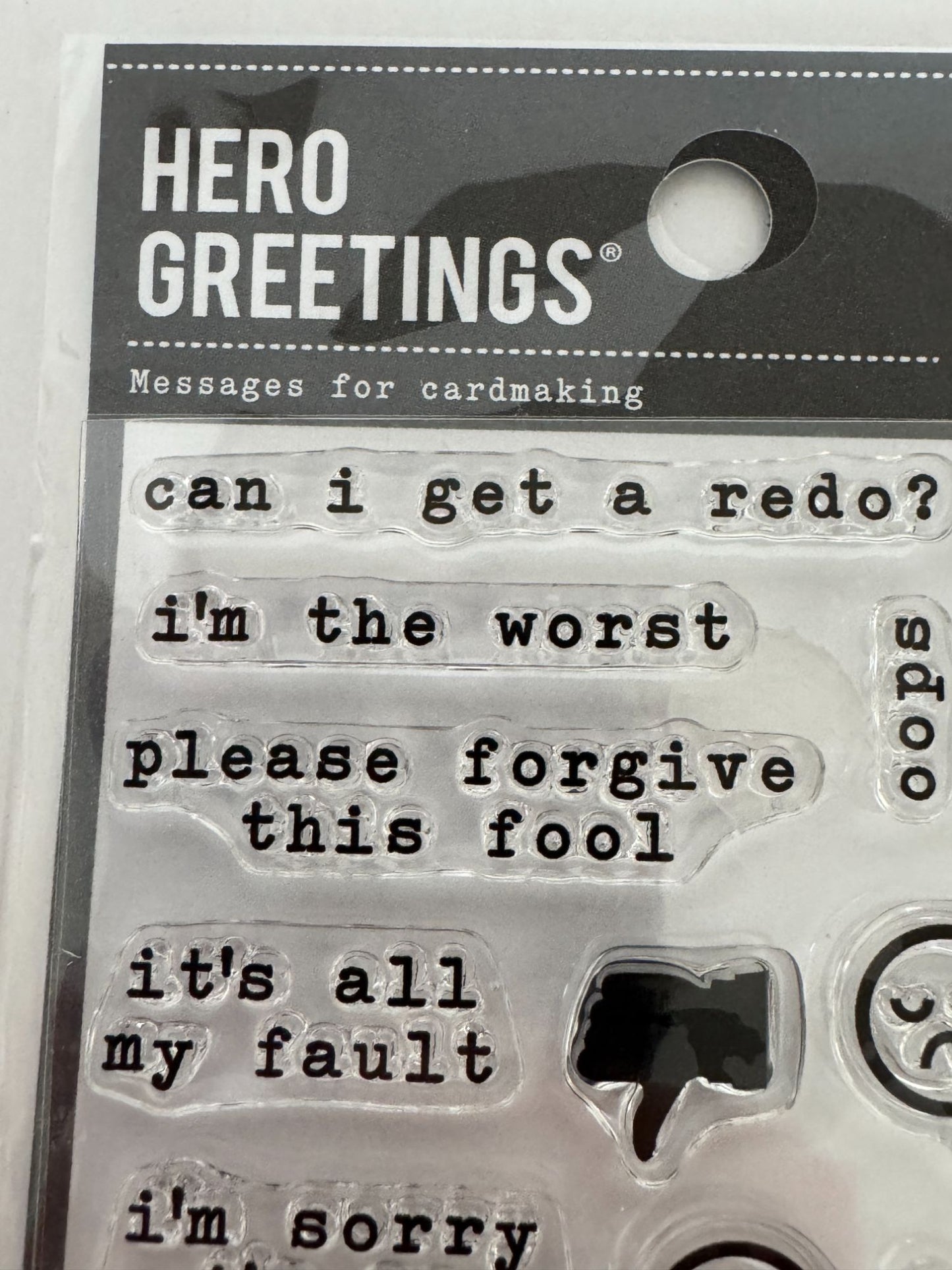 Hero Arts Poly Clear Stamps Apology Message Cardmaking Game Over Sorry My Bad