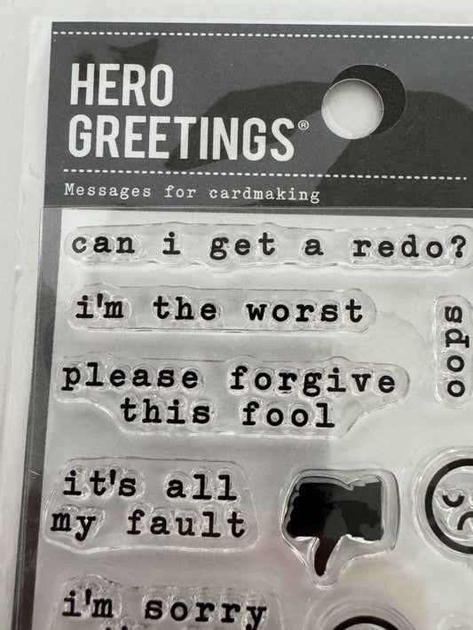 Hero Arts Poly Clear Stamps Apology Message Cardmaking Game Over Sorry My Bad