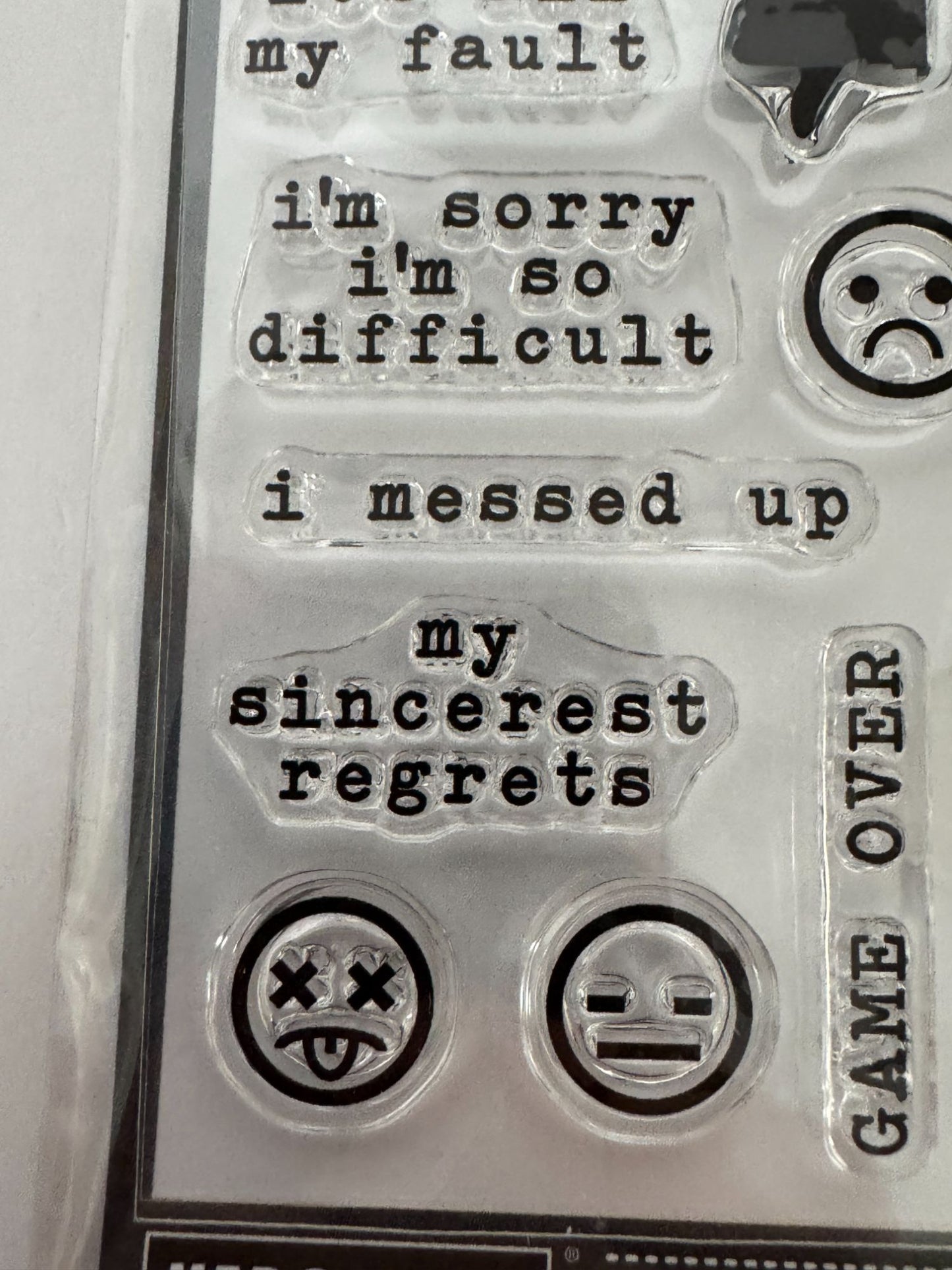 Hero Arts Poly Clear Stamps Apology Message Cardmaking Game Over Sorry My Bad
