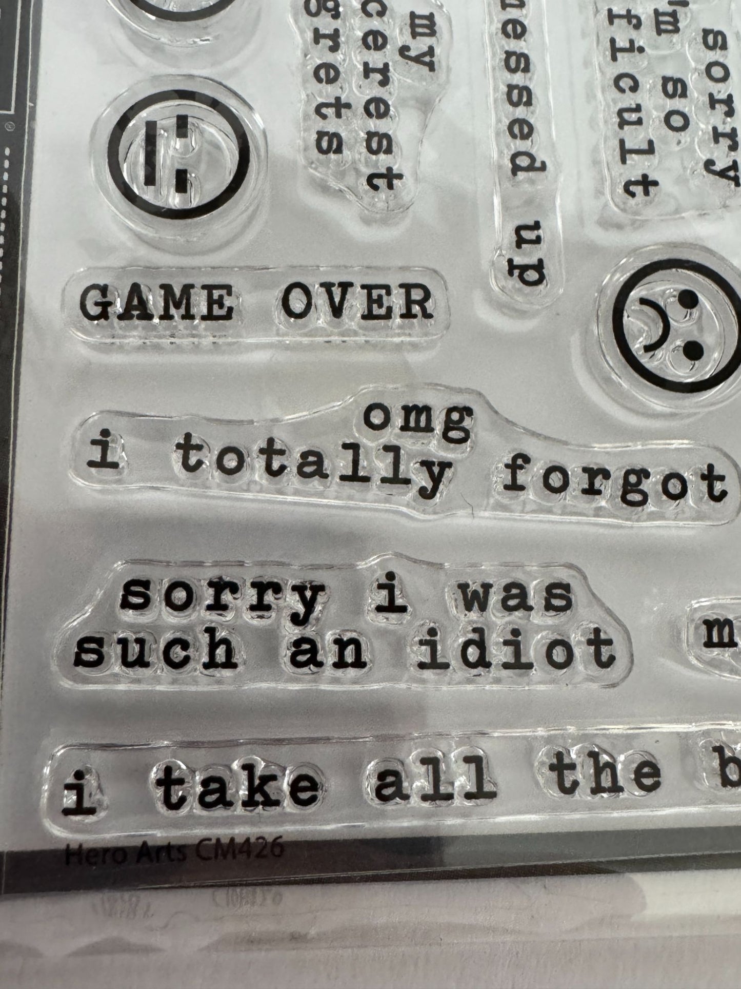 Hero Arts Poly Clear Stamps Apology Message Cardmaking Game Over Sorry My Bad