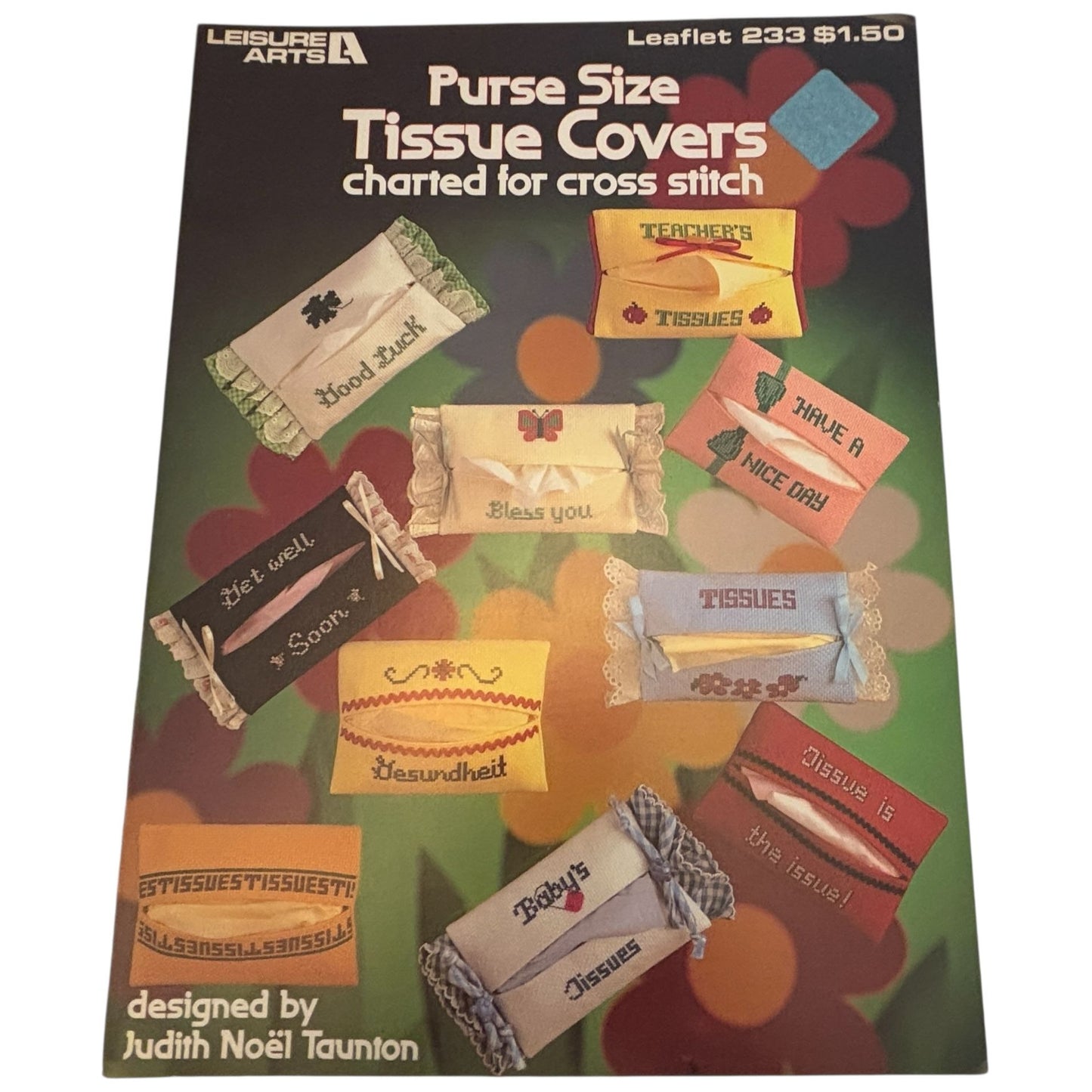 Leisure Arts Cross Stitch Patterns Leaflet 233 Purse Size Tissue Covers Get Well