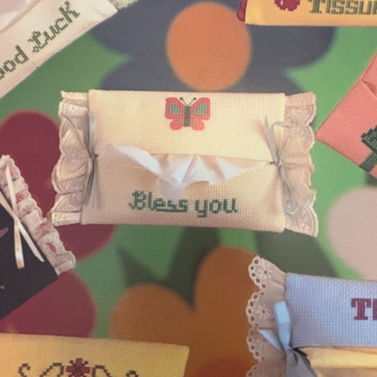 Leisure Arts Cross Stitch Patterns Leaflet 233 Purse Size Tissue Covers Get Well