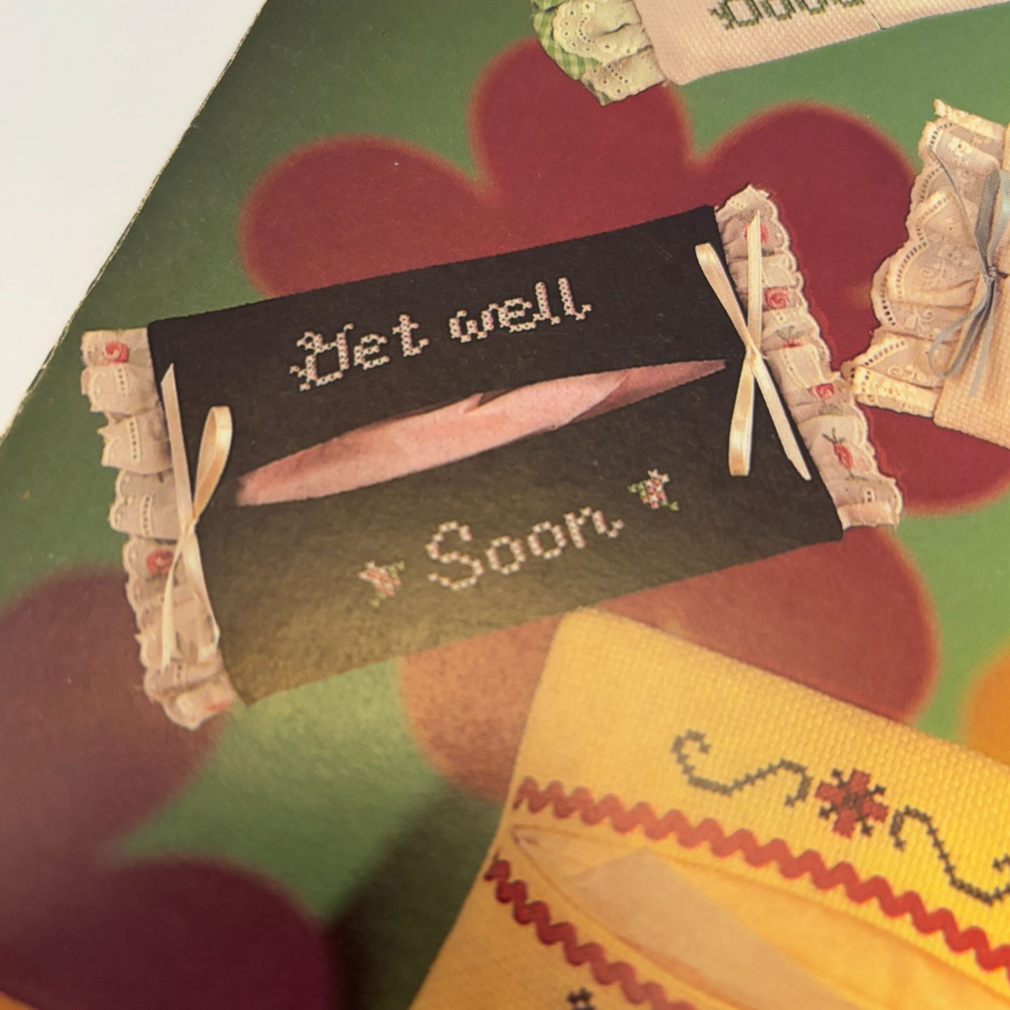 Leisure Arts Cross Stitch Patterns Leaflet 233 Purse Size Tissue Covers Get Well