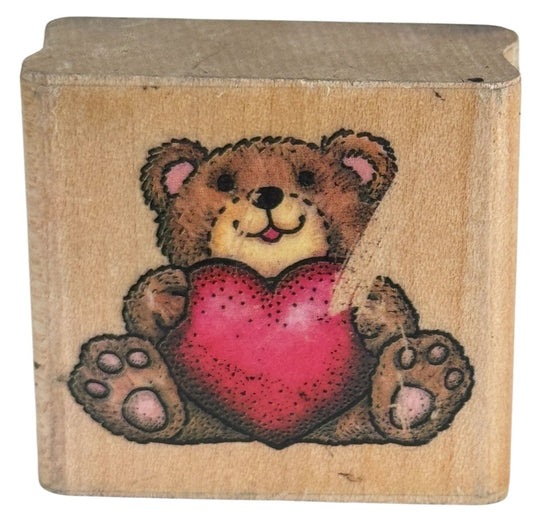 Rubber Stampede Rubber Stamp Teddy Bear Holding Heart Love Me Valentines Day