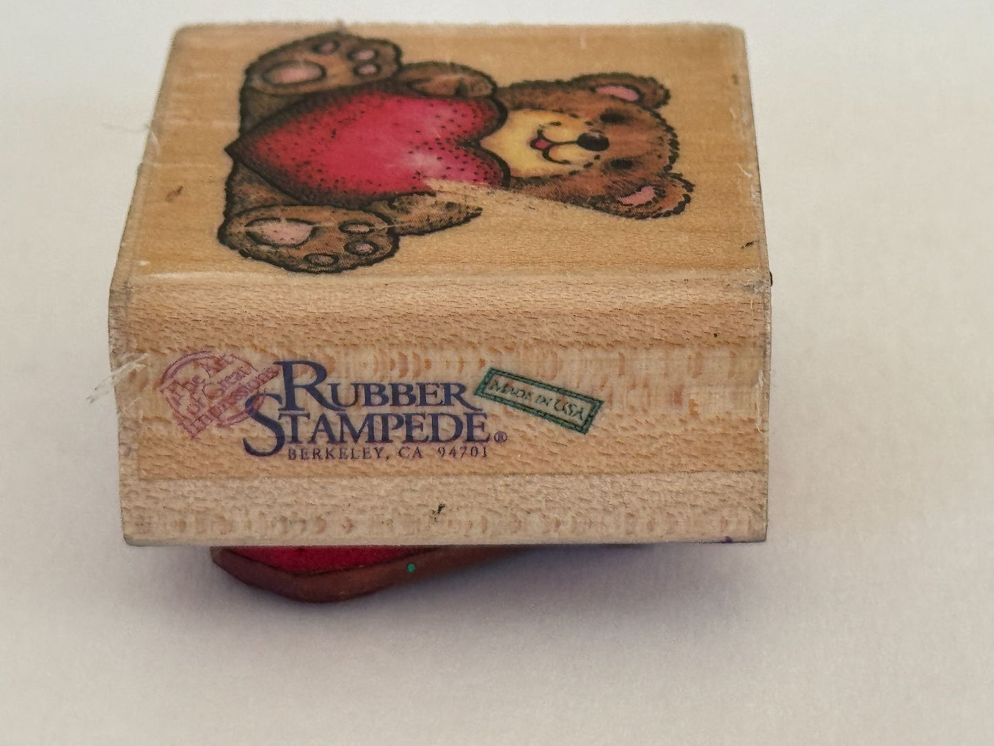 Rubber Stampede Rubber Stamp Teddy Bear Holding Heart Love Me Valentines Day