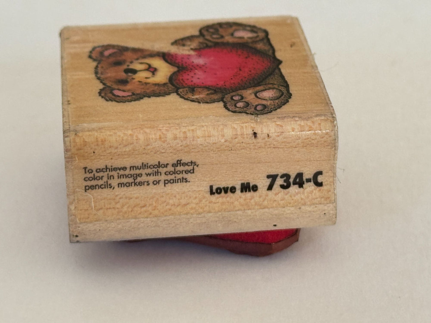 Rubber Stampede Rubber Stamp Teddy Bear Holding Heart Love Me Valentines Day