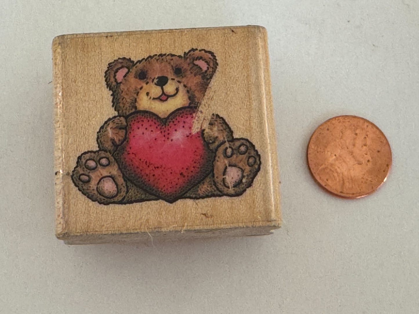 Rubber Stampede Rubber Stamp Teddy Bear Holding Heart Love Me Valentines Day