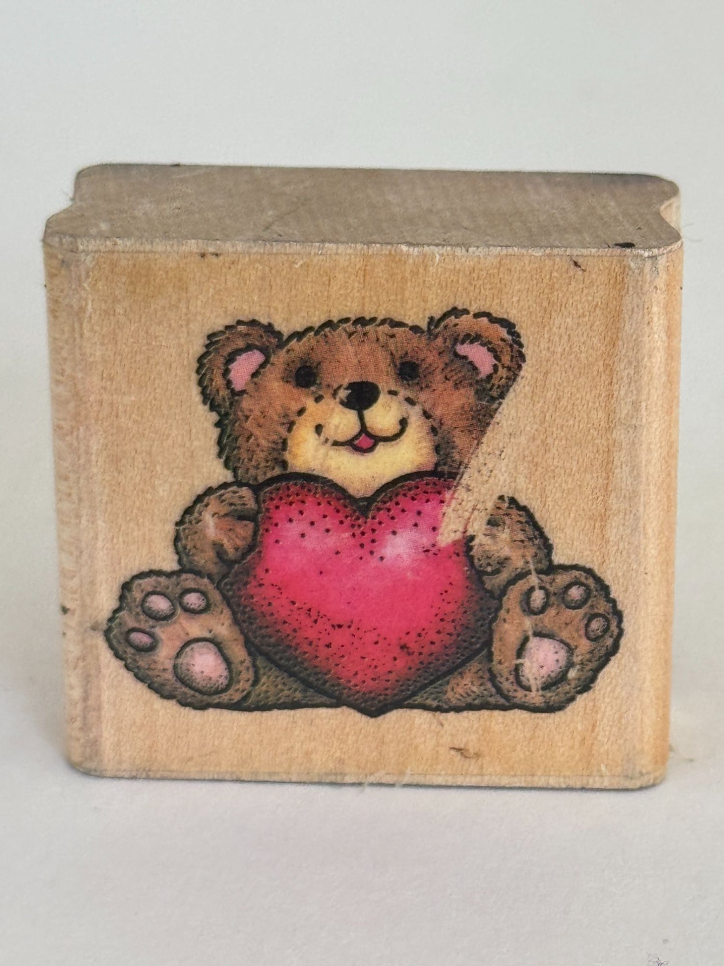 Rubber Stampede Rubber Stamp Teddy Bear Holding Heart Love Me Valentines Day