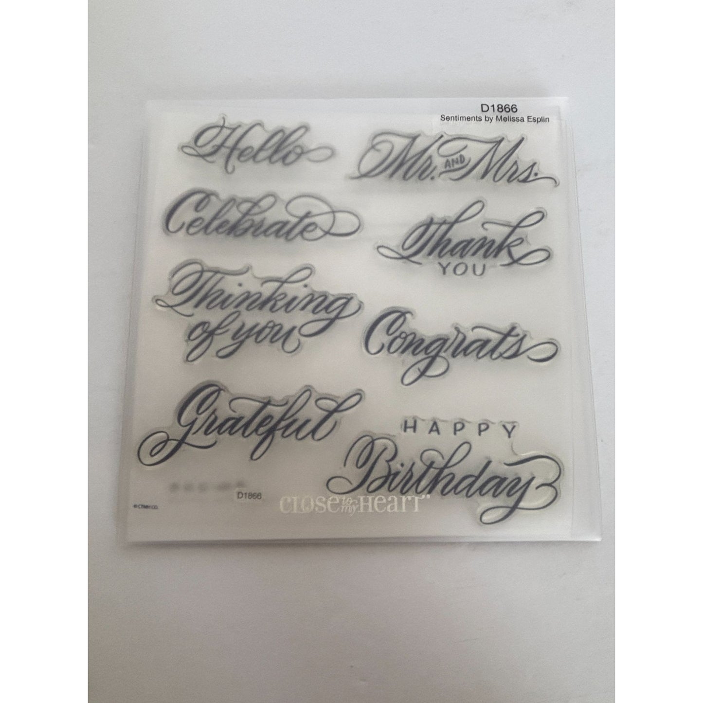CTMH Acrylic Stamps Set Sentiments Cursive Greetings Birthday Hello Words D1866