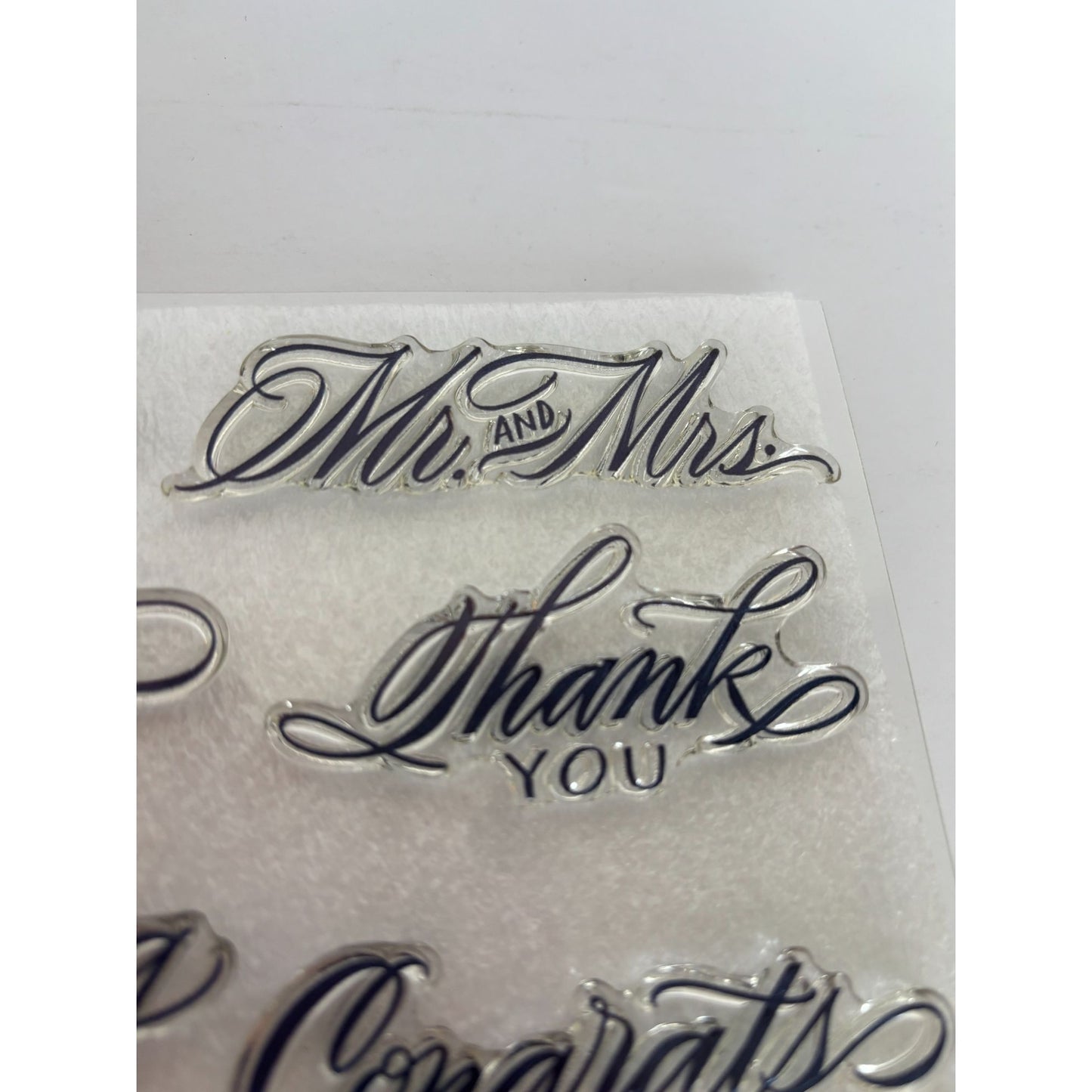 CTMH Acrylic Stamps Set Sentiments Cursive Greetings Birthday Hello Words D1866