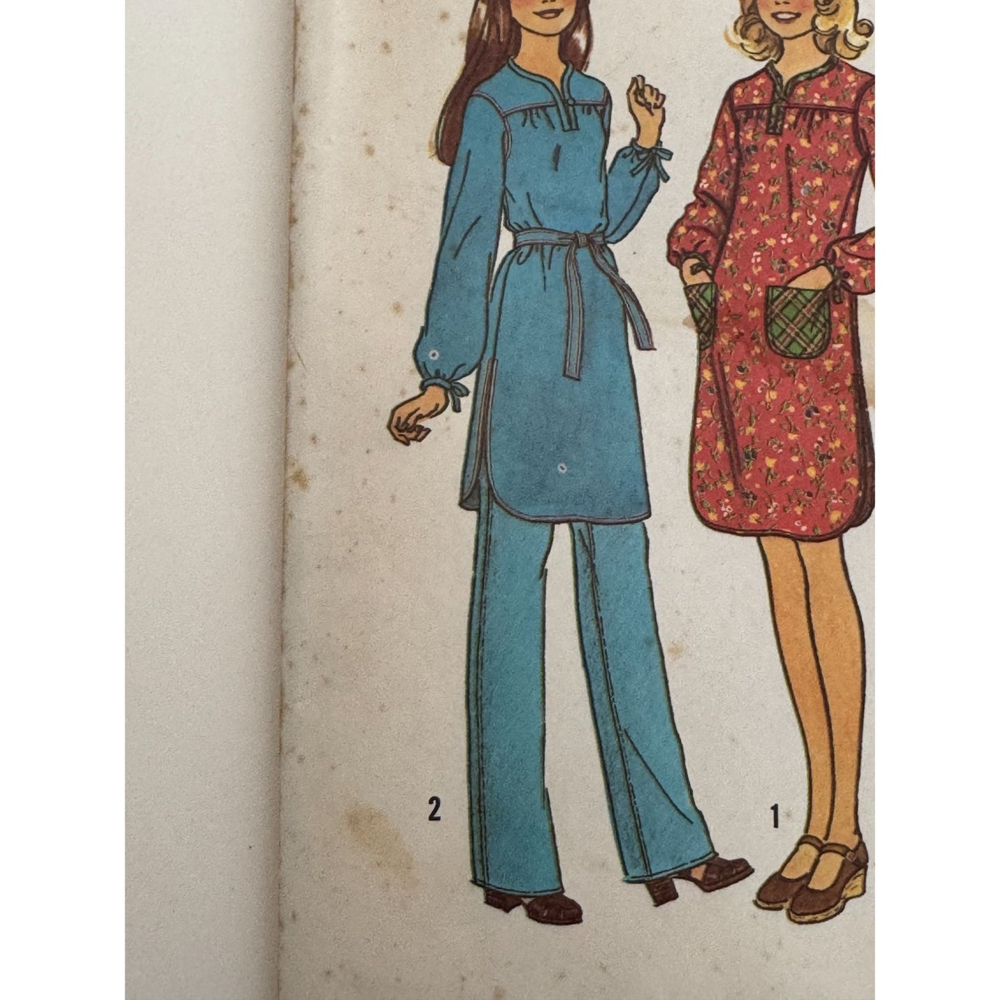 Simplicity Sewing Pattern 7722 Vintage 1970s Juniors Teen Dress Top Large 15/16