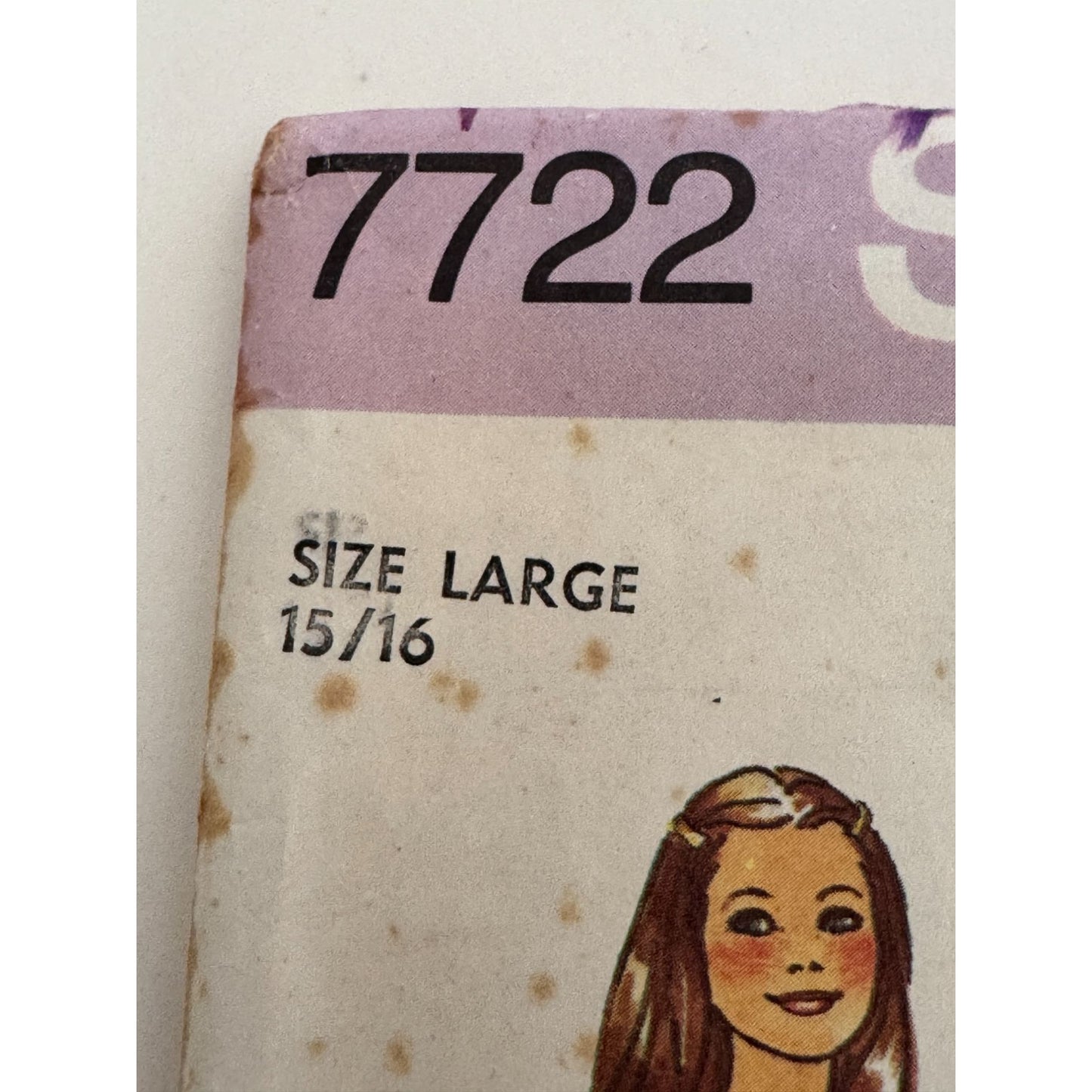 Simplicity Sewing Pattern 7722 Vintage 1970s Juniors Teen Dress Top Large 15/16