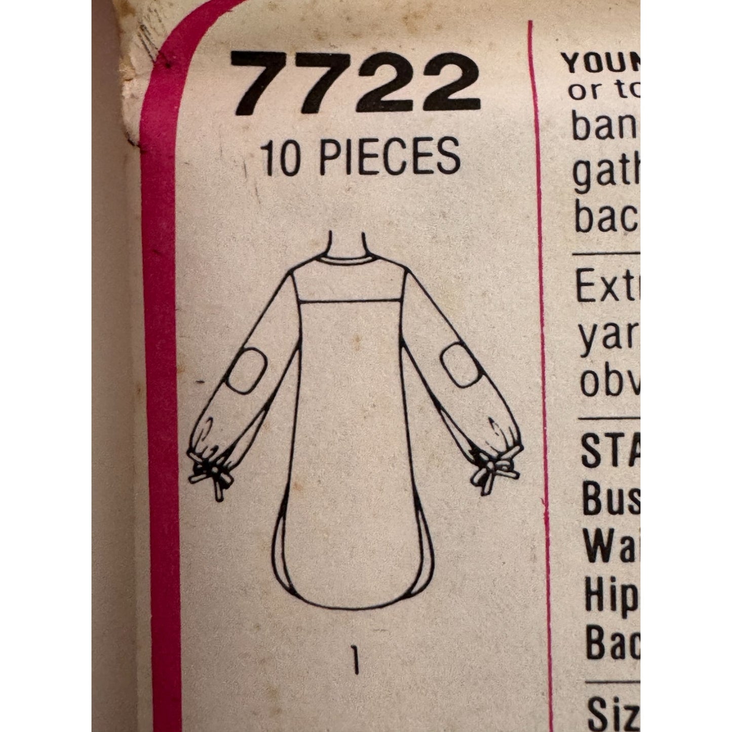 Simplicity Sewing Pattern 7722 Vintage 1970s Juniors Teen Dress Top Large 15/16