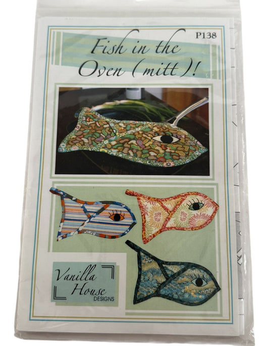 Vanilla House Sewing Pattern P138 Fish Shaped Oven Mitt Kitchen Home Decor Uncut