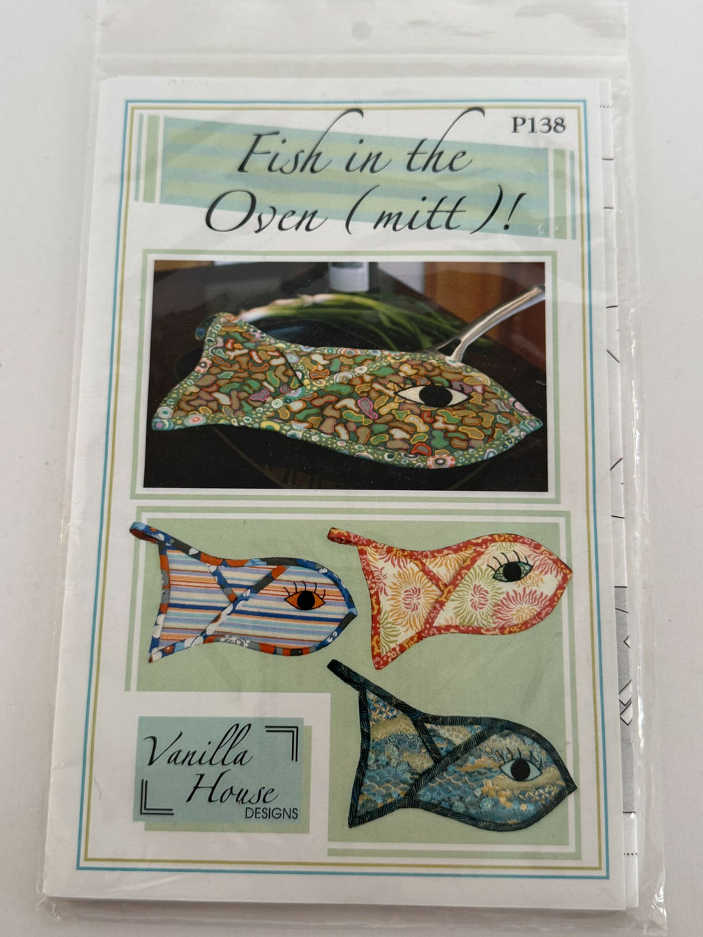 Vanilla House Sewing Pattern P138 Fish Shaped Oven Mitt Kitchen Home Decor Uncut