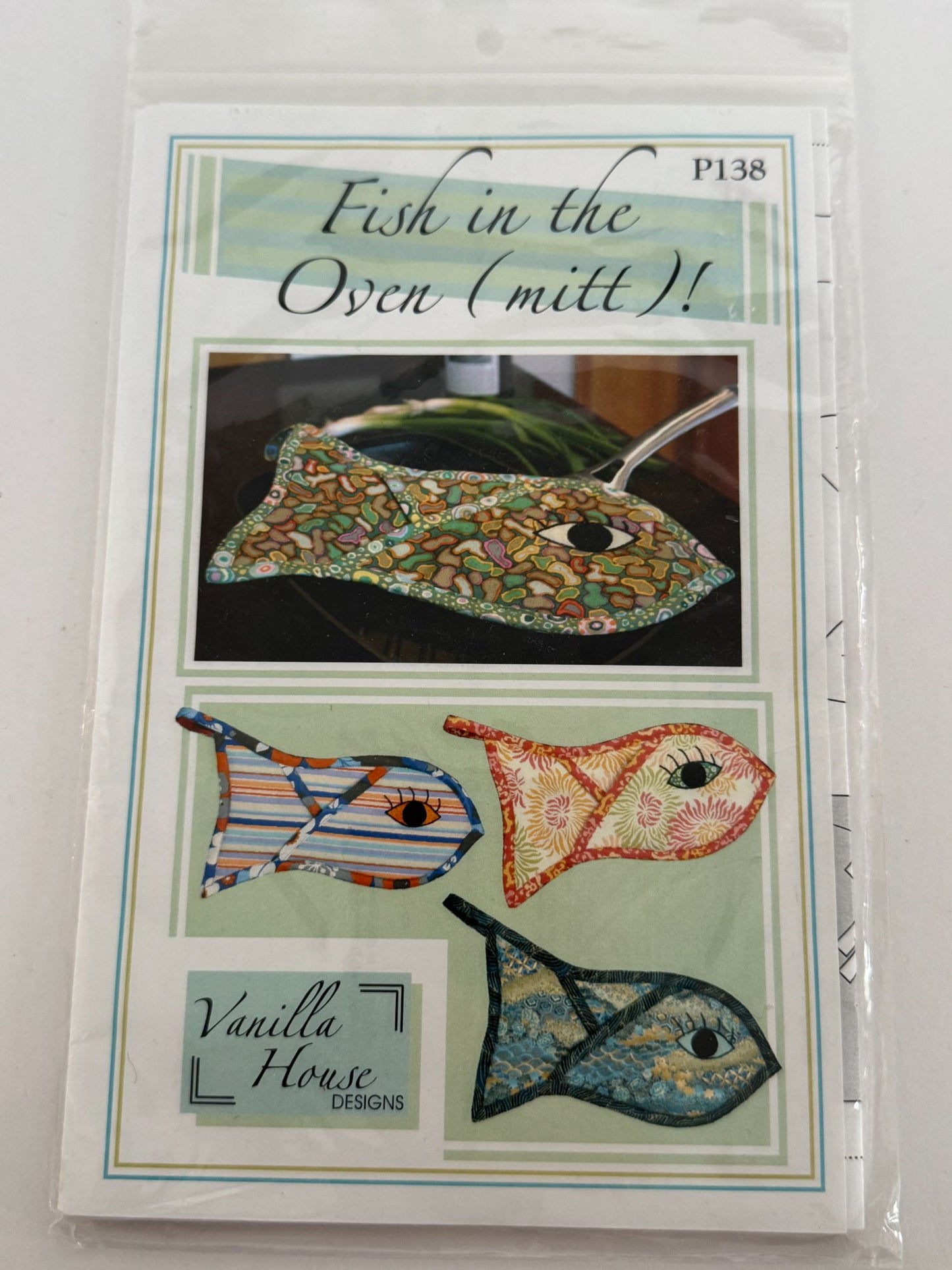 Vanilla House Sewing Pattern P138 Fish Shaped Oven Mitt Kitchen Home Decor Uncut