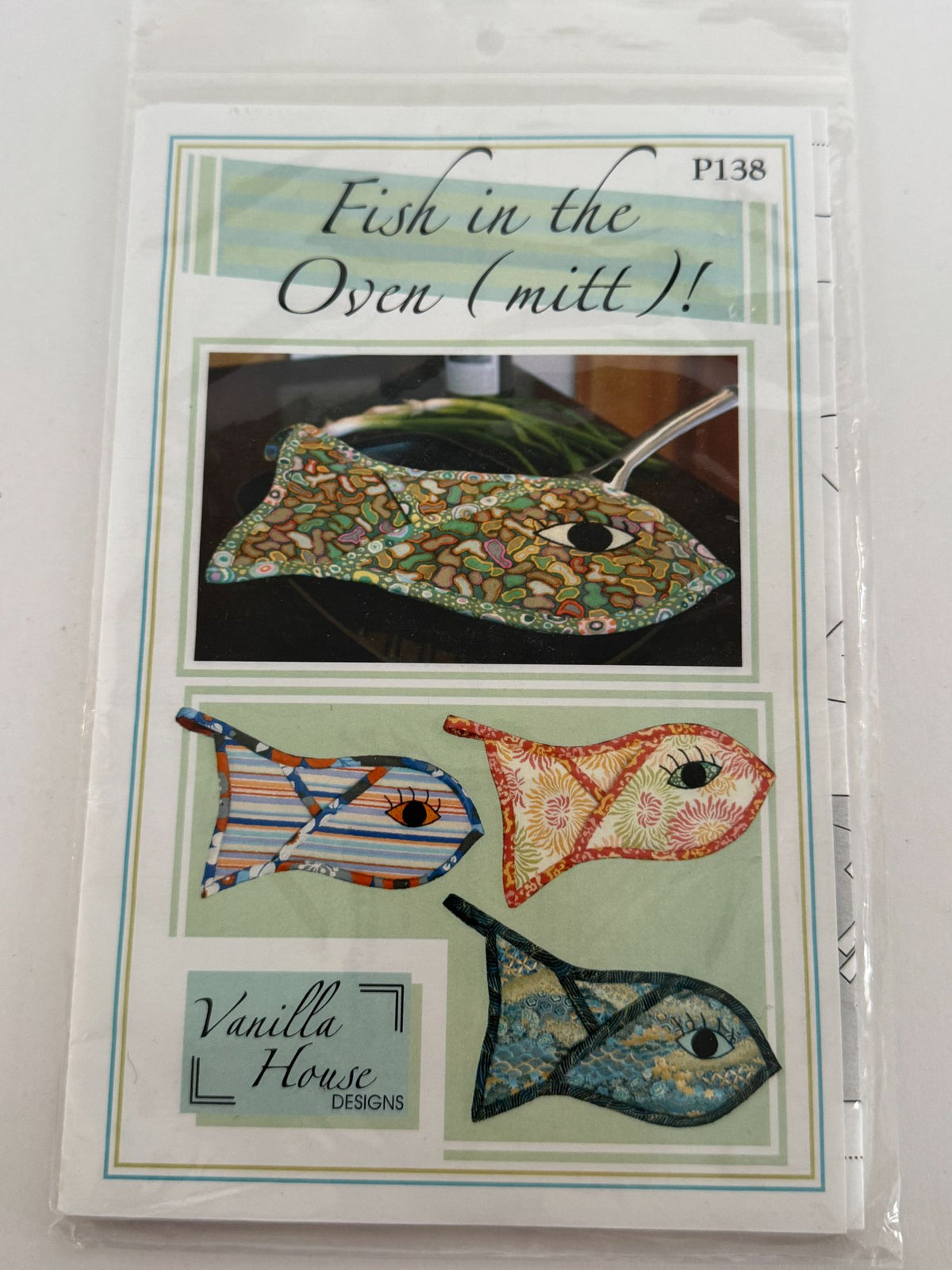 Vanilla House Sewing Pattern P138 Fish Shaped Oven Mitt Kitchen Home Decor Uncut