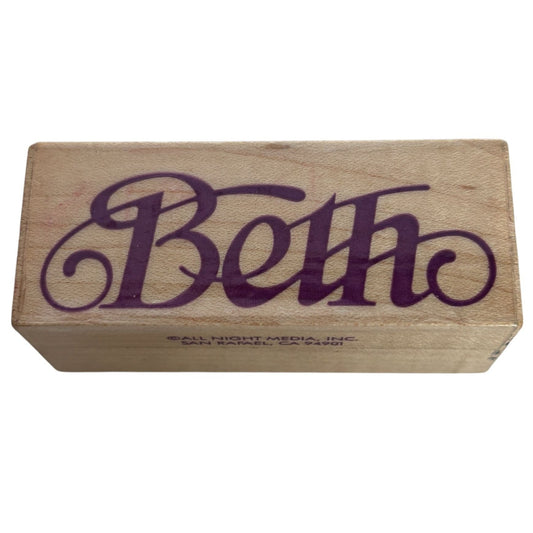 All Night Media Rubber Stamp Beth Name Personalized Decorative Script Writing